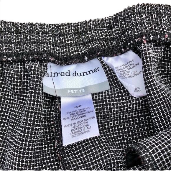 ALFRED DUNNER Black & White Plaid Trousers W/ Side Pockets & Elastic Back SZ 10P - Picture 5 of 5